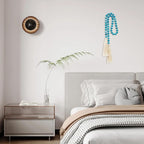Gemstone Bead Garland with Tassel,31inch Farmhouse Rustic Country Table Decor Prayer Healing Beads Boho Wall Shelf Hanging Decoration (Turquoise Ball)