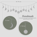 BASE ROOTS Moon Phase Wall Decor, Celestial Décor, Moon Décor & Boho Wall Décor, Silver Wall Art for Bedroom & Living Room, Bohemian Wall Decor, Handmade Hammered Metal 36" 13 Phases Moon Wall Decor, Gift for Women & Kids