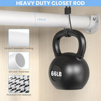 2 Pack Closet Rods for Hanging Clothes, 17 to 69 Inch Heavy Duty Stepless Adjustable Closet Hanging Rod, 1.3 Inch Diameter Metal Closet Rod for Wardrobes Laundry Bedroom RV, White