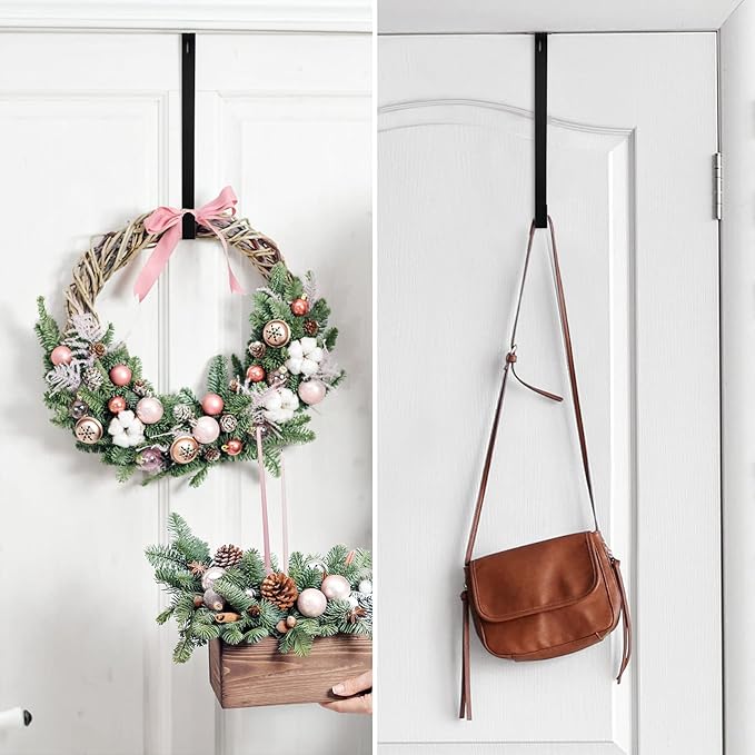 Ferraycle 8 Pcs 15 Inch Wreath Hanger for Front Door Easter Decoration Wreath Decoration Hook Over The Door Single Hook for Hanging Clothes Towels Coats