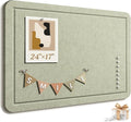 Large Bulletin Board, 24 X 17 Inches Felt Cork Board with 40 Pushpins, Foldable Felt Notice Pin Board Photo Display Board with Self-Adhesive Tape for Office Home School (Sage, 24x17 inch)