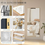 DUMOS 71"x26" Full Length Mirror, Full Body Mirror with Aluminum Alloy Thin Frame, Standing Mirrors with Leaning or Hanging, Suitable for Bedroom, Livingroom, Cloakroom, Gold