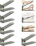 Shoe Slots Organizer, Clear Shoe Stacker, Adjustable Level Shoe Rack,Storage Space Saver for Sneakers Display (Green Transparent, 8Pack)