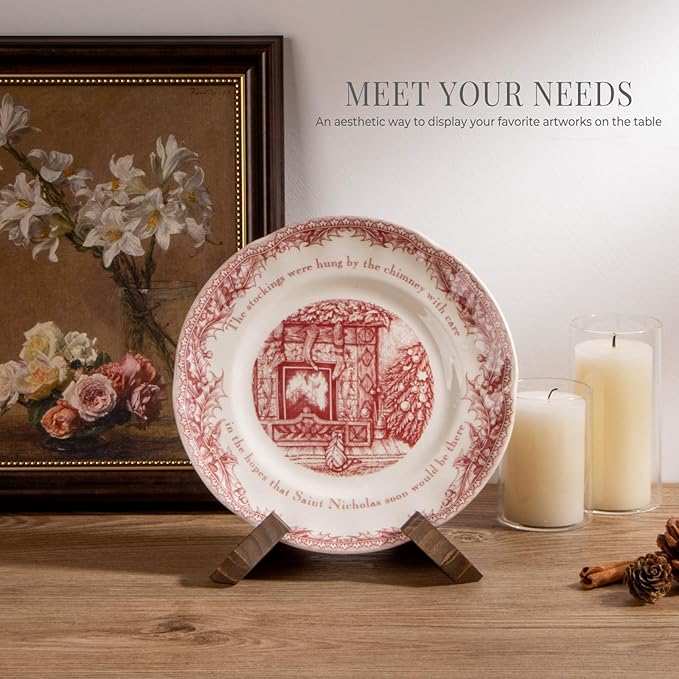 ANBOXIT 4.5 Inch Plate Stand Display - Wooden Picture Frame Holder, Decorative Table Top Easel