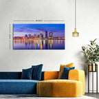 Louisville City Wall Art Sunset Kentucky Decor Colorful Waterfront Park Canvas Prints Pictures Louisville Skyline Painting Cityscape Poster Artwork for Kitchen Living Room Home Decoration 24x48”