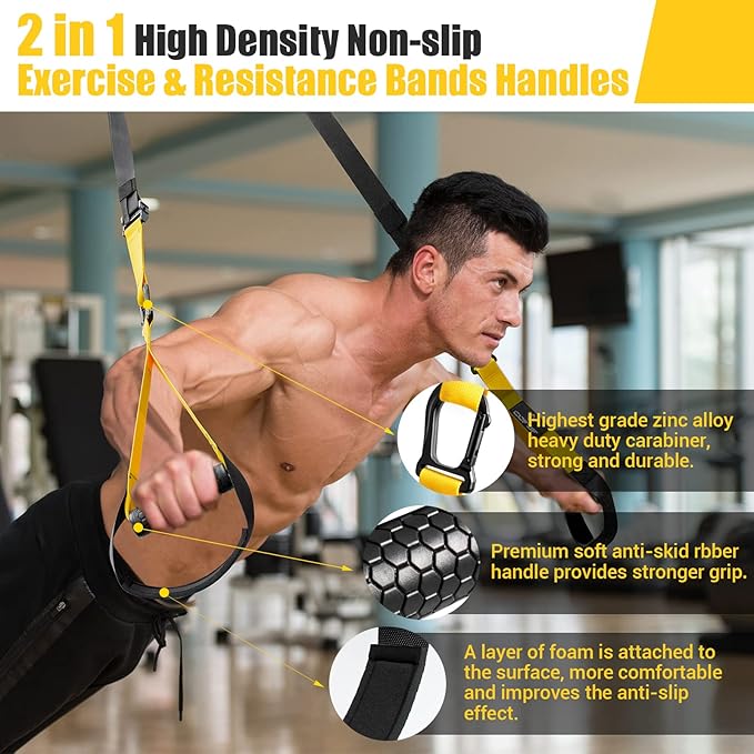 Home Resistance Training Kit, Resistance Trainer Exercise Straps with Handles, Door Anchor and Carrying Bag for Home Gym, Bodyweight Resistance Workout Straps for Indoor & Outdoor