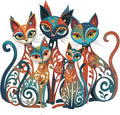 Wesiti Cat Wall Art Decor Iron Wall Sculptures Decor for Cats Lover 13.58 x 12.40 Inches Colorful Mid Century Cat Retro Signs for Home Living Room Bedroom Kitchen Office(Timeless)