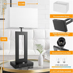 3 Color Temperatures Table Lamps for Bedrooms Set of 2, 22’’ Touch Control Bedside Nightstand Lamps with 2 USB Ports & AC Outlet, Stepless Dimmable Lamps with White Shade, Modern Decor for Living Room