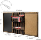 MyGift 3 Panel Wall Mounted Entryway Bulletin Board Combo Set with Rustic Burnt Solid Wood Frame with a Chalkboard, Cork Board, Black Metal Mail Basket, and Hanging Rail