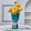 Bow Vase for Home Decor, Gold Vase for Boho Style, 9.65 Inch Large Vases for Ideal Table Decor, Living Room. Ceramic Flower Vases. （Glazed Exterior and Interior） (Green, Large)
