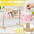 Estune Dog Garment Rack with 12 Wood Pet Clothes Hanger Wooden Dog Dress up Storage Small Closet Pet Clothes Organizer Accessories for Doll Cat and Puppy(Small)