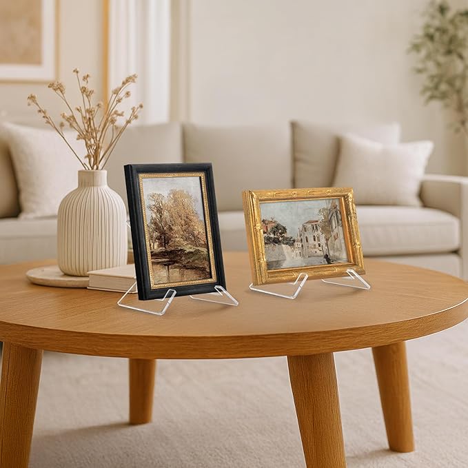 Americanflat Acrylic Easel Stand - 6" Tabletop Easel and Plate Stand - Set of 2 - Lightweight Display Holders for Photos, Cards, Frames, Books, Magazines, Albums - Home or Office Decor
