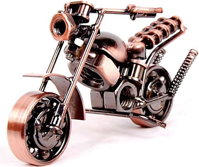 Metal Motorcycle Decor, Copper Classic Motorcycle Figurine,5.9”x3.5”Unique Iron Motorcycle Sculpture,Cool Home Office Desk Decor,Art Gift Vintage,Birthday for Men Boyfriend Husband