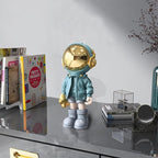 Dosker Small Astronaut Statues Mini Spaceman Sculpture Polyresin Arts Gifts Blue Figurine Ornament Room Decor for Men,Home and Desktop Accessories Tabletop Decoration, Living Room, Office, Bookshelf