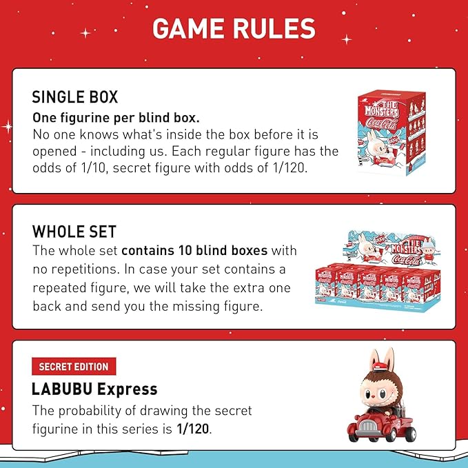 POP MART The Monsters Coca-Cola Series, 10PCs Blind Box Figures, Random Design Action Figures Collectible Toys Home Decorations, Holiday Birthday Gifts, Whole Set