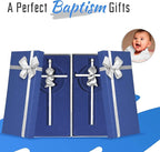 2 PCs Silver Baby Wall Cross Baptism Gifts for Boy and Girl Christening First Communion Dedication Gift for Baby Girls Goddaughter Religious Baptismal Children Crosses Gifts from Grandparents, 7in