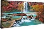 Tropical Forest Wall Art for Living Room Nature Waterfall Landscape Pictures Wall Decor Tree Falls Scenery Painting Modern Fall Scenic Canvas Prints Artwork for Bedroom Bathroom Home Decoration 20x40"