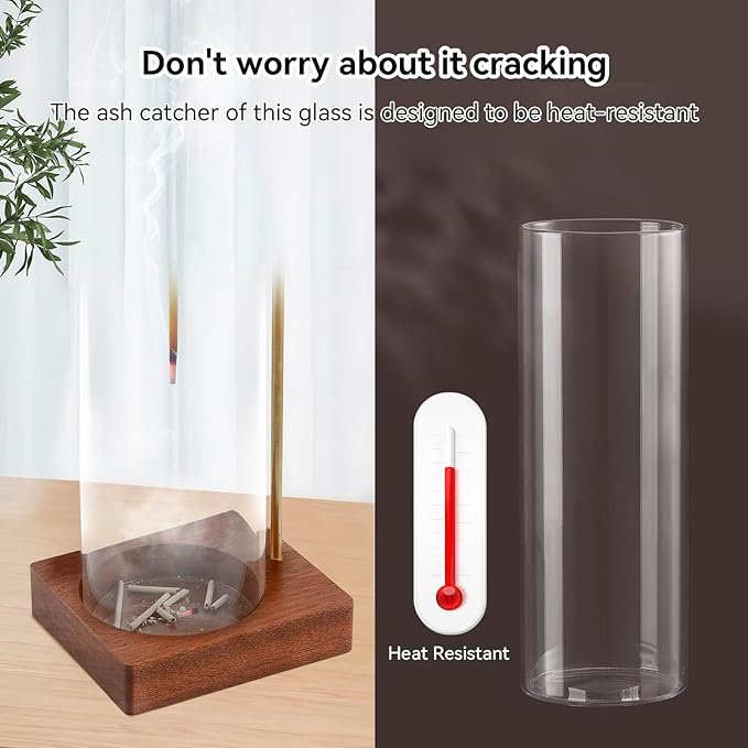 1 Pack Incense Holder for Sticks, Insence-Stick Holder Ash Catcher with Removable Glass [Anti-Ash Flying], Mess-Free Incense Burner Holder, Perfect for Meditation Yoga Relaxation, Home Decor