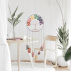 Tree of Life Dream Catchers with Crystal 7 Chakra Gemstone Dream Catchers Color Natural Gem Raw Stone Wall Hangings Room Garden Dreamcatchers Decor(Silver)