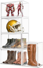 XXX-Large Extra Large Acrylic Display Case 17''x13''x13'' Transparent Shoe Display Case Sneaker Bag Organizer Clear Stackable Boot & Shoe Boxes Large Showcase for Helmet, Handbag, Figures Collectibles
