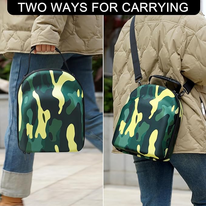 Hard baseball hat case, Hat Carrier Travel Case with Adjustable Shoulder Strap, Hat cap case for 6 Baseball Caps - Perfect for Traveling (Camo Green)
