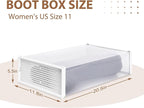 8 Pack Clear Boot Boxes Stackable, Boot Storage Boxes for Tall Boots, Shoes Box Plastic Oragnizer with Lids, Shoes Organizer Container for Closet, Under Bed Boot Storage