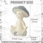 Meditation Mushroom Resin Statue - Cute Meditation Mushroom Statue for Desk Living Room Resin Figurine for Home Patio Office Decoration Cute Plant Statues for Tabletop Garden Backyard Decor
