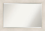 Amanti Art White Wall Mirror 29x41 Hardwood White Wash Rectangle Bathroom Mirror for Wall Decor Living Room, Large Country Rustic Wood Frame, Hangs Horizonally and Vertically, Bathroom Decor, Beveled