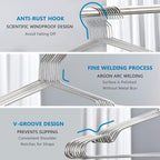 Fayleeko Stainless Steel Wire Coat Hangers - Heavy Duty, Ultra Thin, Space Saving (10 pack, 17.7 Inch)