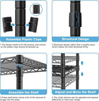 Ulif F7 Medium Garment Rack, Heavy Duty Clothes Rack, Clothing Racks for Hanging Clothes, 6-Tiers Freestanding Portable Closet Storage Rack 45'' W × 14.6'' D × 76.6'' H, Max Load 750 Lbs, Black