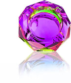 Coomin Crystal Glass Ashtray, Sparkly Cigar Cigarettes Ash Tray, Ashtrays for Smokers Indoor Office Home Desktop Tabletop, Unique Luxury Gifts for Women, Purple
