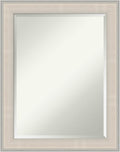 Amanti Art White Wall Mirror 28x22 Cottage White Silver Rectangle Bathroom Mirror for Wall Decor Living Room, Medium Cottage Wood Frame, Hangs Horizonally and Vertically, Bathroom Decor, Beveled Edge