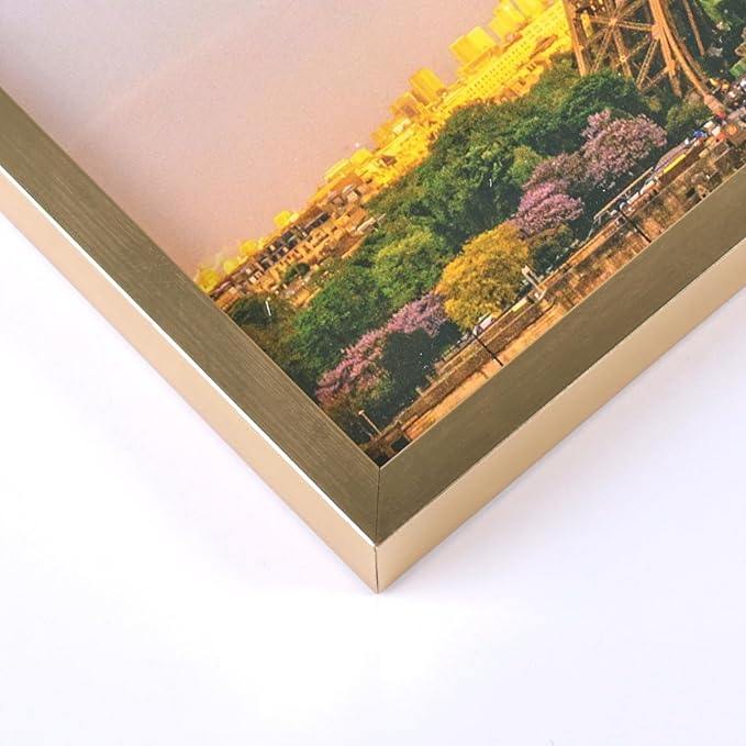 upsimples 8x10 Picture Frame Set of 3, Made of High Definition Glass for 8 x 10, Wall and Tabletop Display Thin Border Photo Frames for Home Decor, Gold