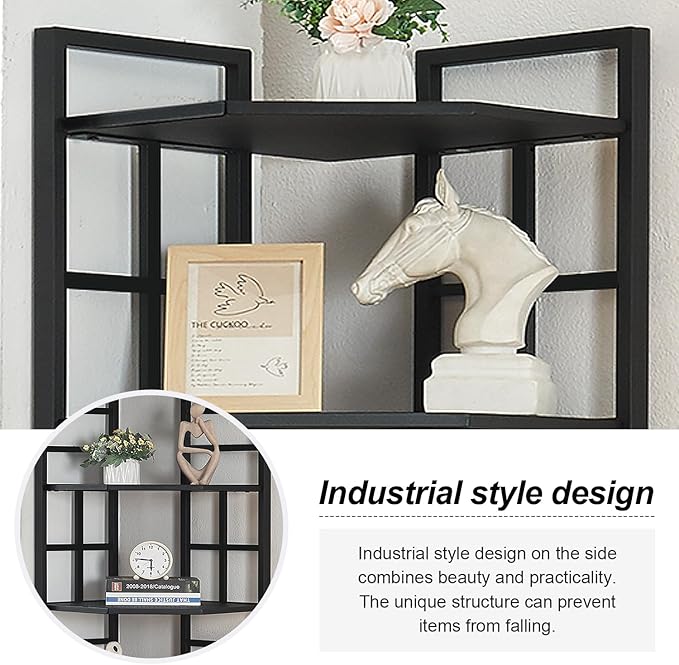 HOMISSUE Corner Shelf, 6 Tier Tall Narrow Bookshelf 76.9", Industrial Corner Bookcase with Storage for Home Office Living Room and Bedroom, Black