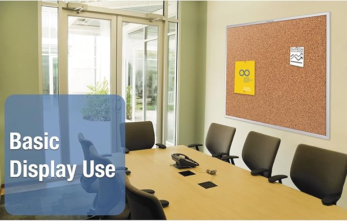 Quartet Cork Bulletin Board 72"W x 48"H Pin Board, Silver Aluminum Frame (2307)