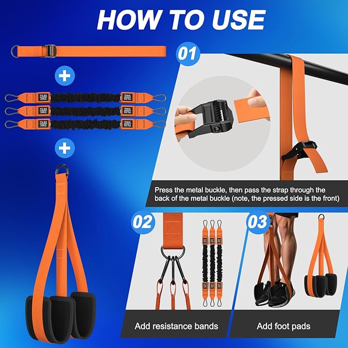 WHATAFIT Pull Up Assistance Bands, Resistance Bands for Pull Up Bar Working Out with Feet Straps ，Adjustable Heavy Duty Pull Up Assist Equipment, Home Gym Fitness Exercise Strength Muscle Training