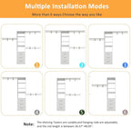 Closet System with Drawers, 5-8FT Closet Organizer Systems with Expandable Hanging Rods, 96" Closet Shelving Systems for Walk in Closets, Heavy Duty Wall Mount Closet Systems-White