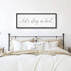 Lets Stay in Bed Wall Decor Above Bed 41.3''×15'' Large Farmhouse Wall Decor for Bedroom Guest Room Decor Framed Wood Wall Art Rustic Master Bedroom Wall Decoration (black frame)