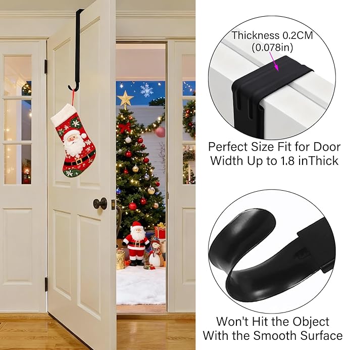 Wreath Hanger for Front Door, Adjustable from 15" to 25" Wreath Door Hanger for Christmas Fall Wreaths Decorations Hook, Black