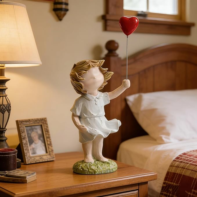 Banksy Street Graffiti Art Statue,Love Balloon Girl Room Decor,Resin Ornaments,Living Room Dining Desk Decorations,Bookshelf Decorative Objects(Color)