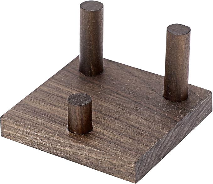 Hipiwe Rock Display Stand Three Peg Easel Holder with Square Base Walnut Display Stand for Geodes Mineral Agate Collectibles, 3.3" L x 3.3" W x 2.1" H