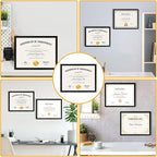 YixangDD 8 PACK Certificate Frames 8.5 x 11, Black Diploma Frame Document Frame with Clear Plexiglass, Picture Frames for Tabletop and Wall Display