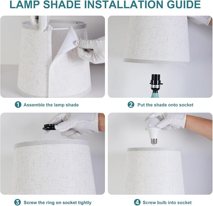 Lamps Set of 2 Modern Farmhouse Table Lamp Bedside Reading Lamps Living Room End Tables Set Lamps for Night Stands Bedroom Night Lamp,High 27 Inch,Green,With Fabric Lamp Shade,Bulb Not Included