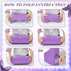 AmazingSpark Set of 4 Purple Butterfly Magazine Holder Decorative Foldable Magazine Storage Boxes with Acrylic Label Holders Coquettish Boho Organizer for Office Home Organization Storage