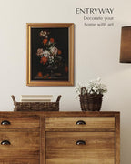 VIYYIEA Vintage Gold Framed Wall Art for Living Room, Flowers Canvas Prints Home Decor, Oil Painting Picture, Bedroom Wall Decor Gifts for Friends or Family -【Cotton Rose】-(16L x 12W)