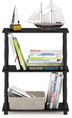 Furinno TURN-N-TUBE Storage Shelves, 3-Tier Book Shelf, Corner Shelf, Toolless Open Shelves, for Organization and Storage, Living Room, Garage, Home Office, Americano