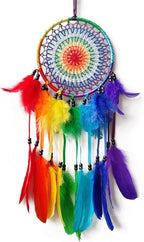 Colorful Dream Catcher Rainbow Dream Catchers Wall Decor Handmade Feather Dreamcatcher Wall Hanging Ornament for Bedroom Living Room Home Decor
