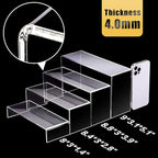 Anglelife Large Acrylic Risers, 8 Pcs 2 Set (7”L~8”L~9”L) Rectangular Stands Shelf Clear for Decor, Clear Display Risers Cake Shelves Retail Shoe Showcase