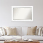Amanti Art White Wall Mirror 29x41 Basic White Rectangle Bathroom Mirror for Wall Decor Living Room, Large Casual Wood Frame, Hangs Horizonally and Vertically, Bathroom Decor, Beveled Edge