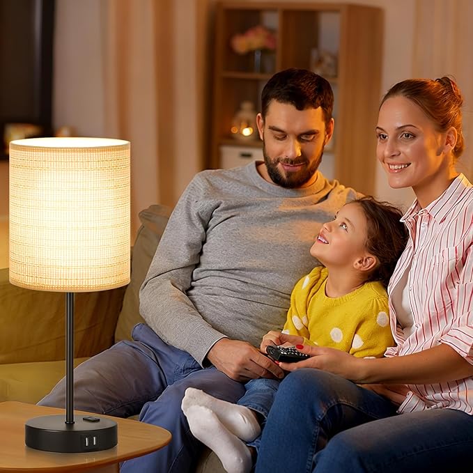 Lynnoland Set of 2 Touch Control Table Lamps, 3-Way Dimmable Bedside Nightstand Lamps for Bedroom Living Room Nursery, 800 Lumens 3000K Warmlight Bulbs Included